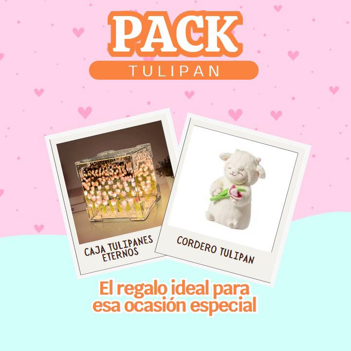 PELUCHE CORDEITO TULIPAN + TULIPAN INFINITO CAJA DE REGALO